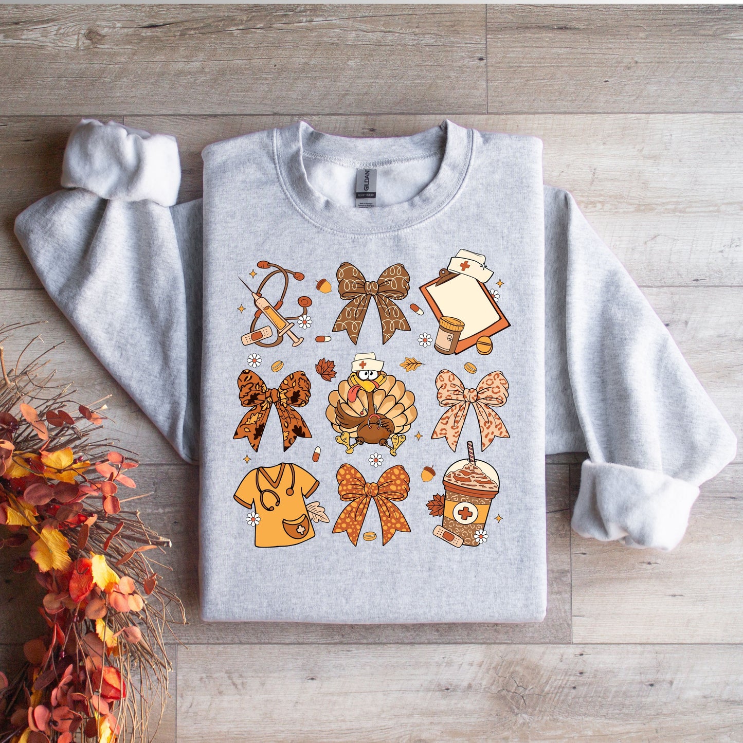 Thanksgiving Nurse Pumpkin Pie Crew neck