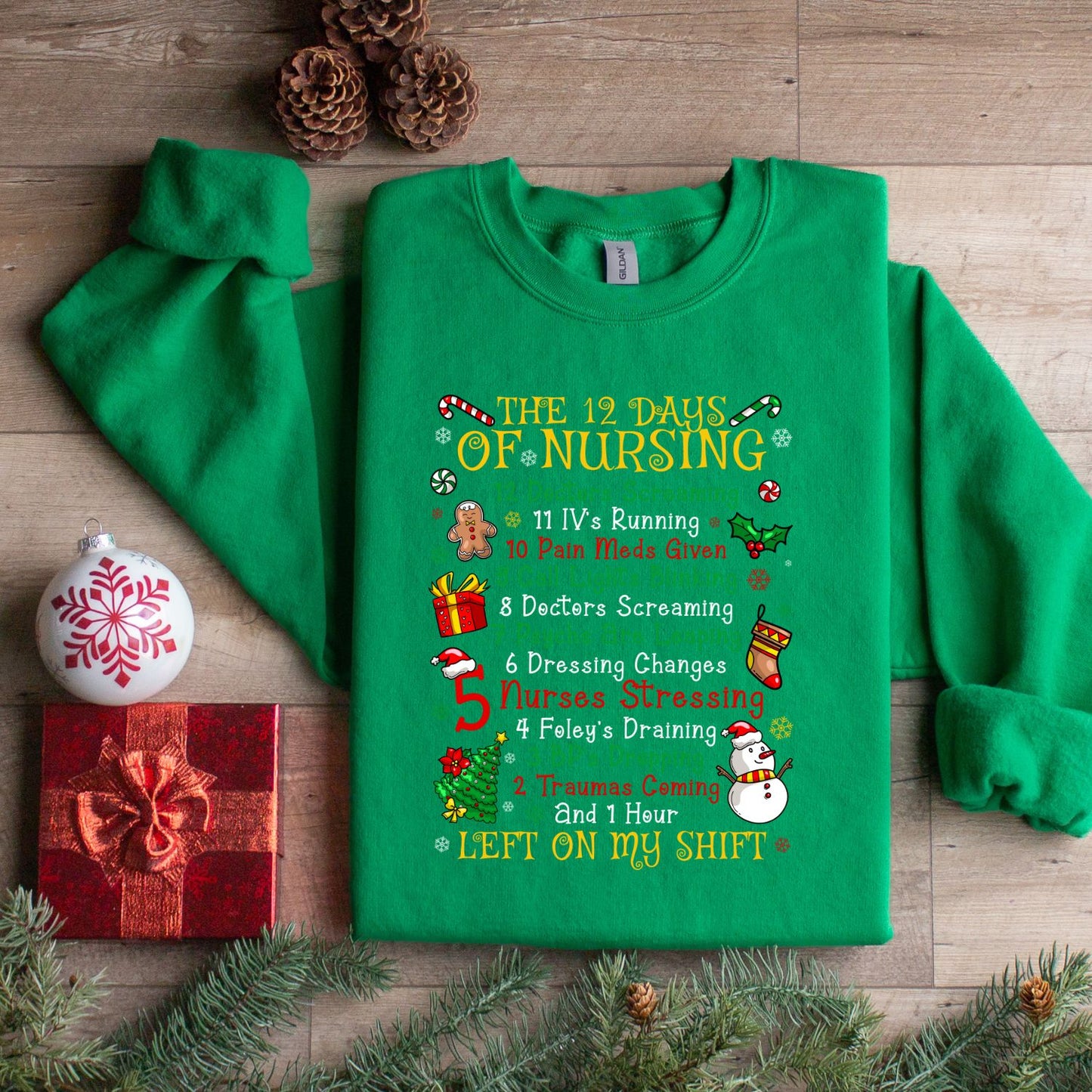 12 DAYS OF NURSING CREW SWEATSHIRT or TSHIRT