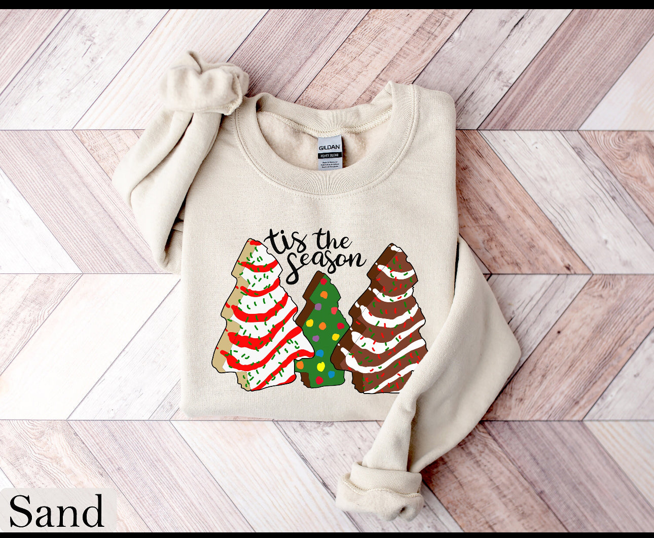 Christmas Tree Cake DTF Print Crew or TShirt ADULT