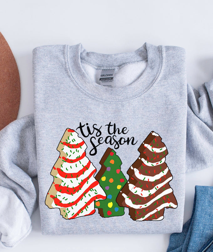 Christmas Tree Cake DTF Print Crew or TShirt ADULT
