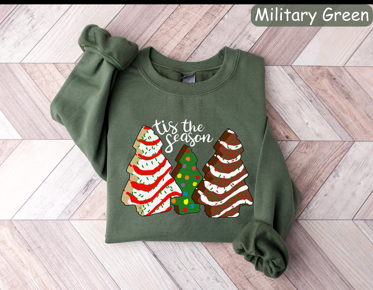 Christmas Tree Cake DTF Print Crew or TShirt ADULT