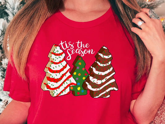 Christmas Tree Cake DTF Print Crew or TShirt ADULT