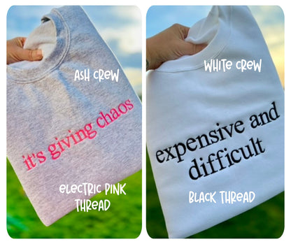 EMBROIDERED SIMPLE WORDS CREW