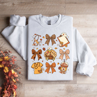 Thanksgiving Nurse Pumpkin Pie  Crew neck